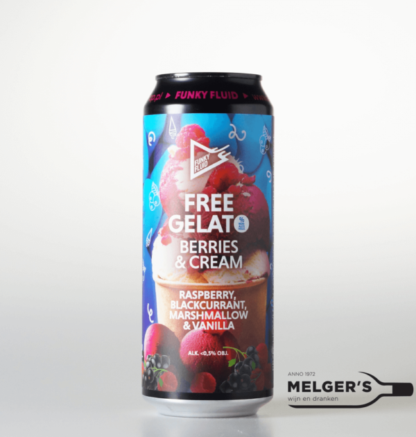 Funky Fluid - Free Gelato Berries & Cream - Non-Alcoholic Ice Cream Sour Passion Fruit & Mango 0,5% 50cl Blik