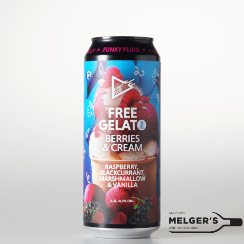 Funky Fluid  Free Gelato: Berries & Cream  Non-Alcoholic Ice Cream Sour Passion Fruit & Mango 0,5% 50cl Blik - Melgers