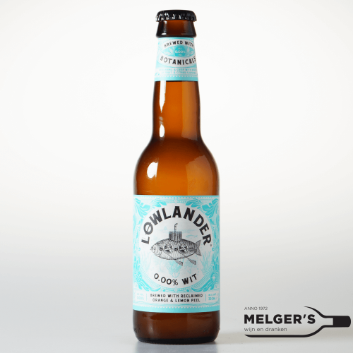 lowlander beer 0,00% wit witbier orange & lemon peel alcoholvrij 33cl